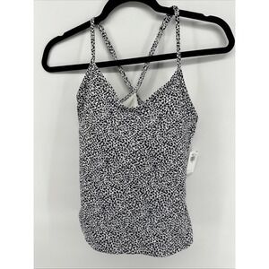 Old Navy Active Black White Gray Built In Bra Powersoft Yoga Run Workout Tank XS